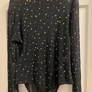 Black Star Patterned Long Sleeve Top